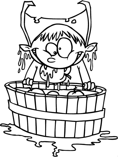 vampire bobbing apples coloring page