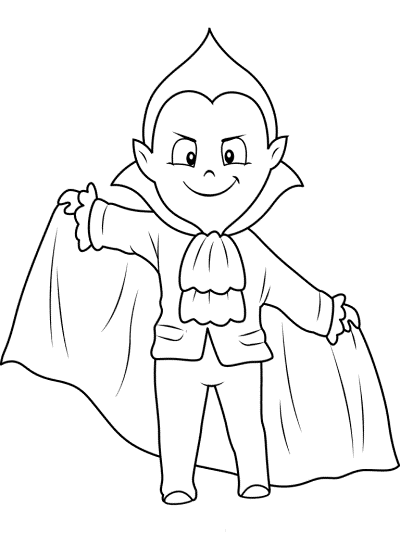 boy in vampire costume costume coloring page