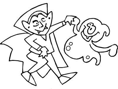 vampire and ghost costume coloring page