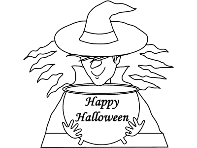 witch and cauldron coloring page