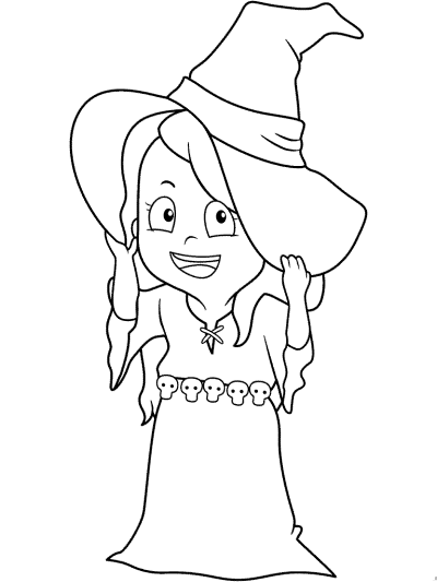 baby witch coloring page