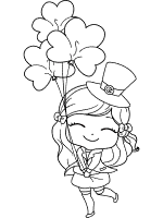 kid and shamrock balloons coloring page