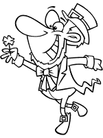 leprechaun and lucky four leaf clover coloring page