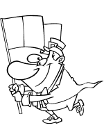 leprechaun and flag of Ireland coloring page