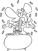 leprechaun and pot of gold coloring page