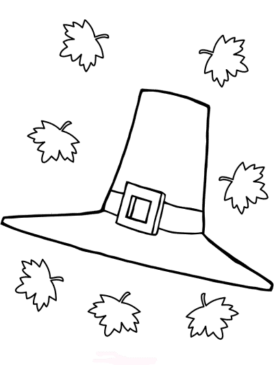 pilgrim hat leaves coloring page