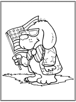 dog and usa flag coloring page