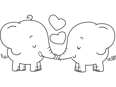 elephants in love balloon coloring page for valentine's day