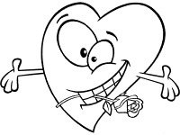 heart and a rose coloring page