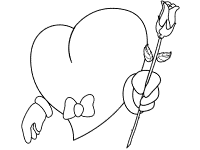 heart and a rose coloring page