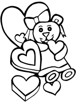 teddy bear and chocolate gift boxes for valentine's day coloring page