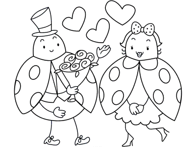 ladybugs in love coloring page for valentine's day