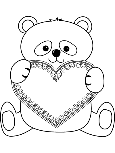 bears in love coloring page for valentine's day