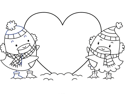 penguins in love coloring page for valentine's day