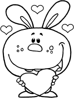 rabbit with hearts coloring page for valentine's day