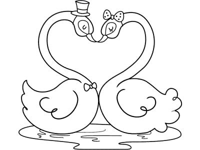 swans in love coloring page for valentine's day