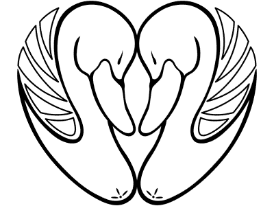 swans in love coloring page for valentine's day