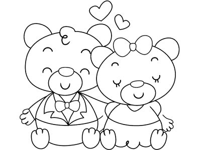 teddy bears in love coloring page for valentine's day