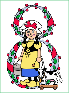 12 days of christmas wall decor poster - eight maids a-milking