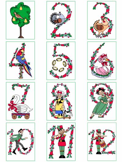 The Twelve Days of Christmas Wall Decor Posters