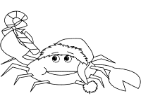 candy cane and crab coloring page