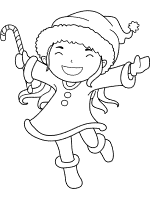 candy cane and girl coloring page