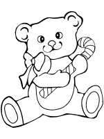 candy cane and teddy bear coloring page