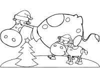 christmas cow and calf coloring page