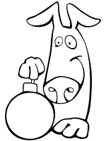 dog and Christmas ornament coloring page