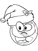 planet earth with santa hat coloring page