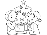 gift exchange at christmas bell coloring page