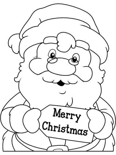 santa happy christmas sign coloring page