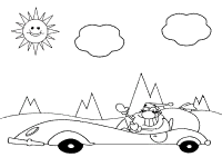 santa claus delivers gifts with an automobile car coloring page