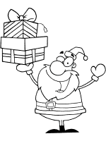 santa claus and gifts coloring page