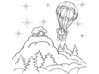 santa claus parachutes coloring page