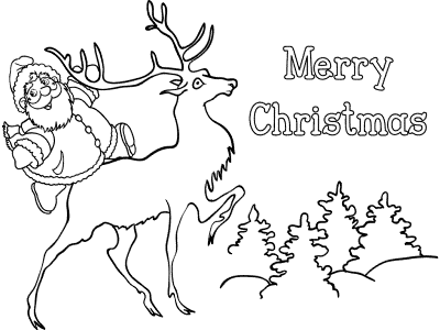 Santa Claus and  reindeer coloring page