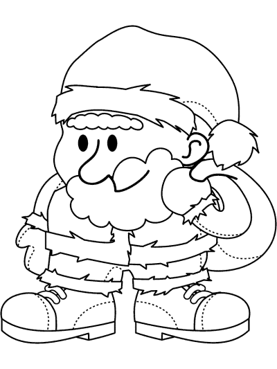 santa claus and gift sack coloring page