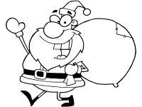 santa claus and gift sack coloring page