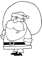 santa claus and gift sack coloring page