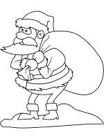 santa claus and gift sack coloring page