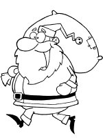 santa claus and gift sack coloring page