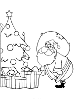 christmas tree and santa claus coloring page