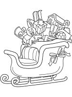 santa claus's sleigh with toys coloring page