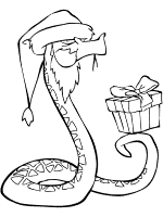 christmas snake and gift coloring page