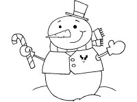 candy cane and snowman coloring page