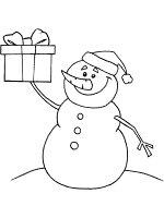 snowman and gift coloring page