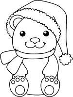 teddy bear with santa's hat coloring page