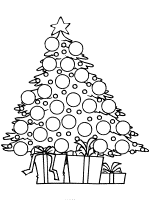 christmas tree and gifts coloring page