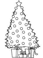 christmas tree and gifts coloring page