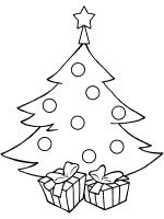 christmas tree and gifts coloring page